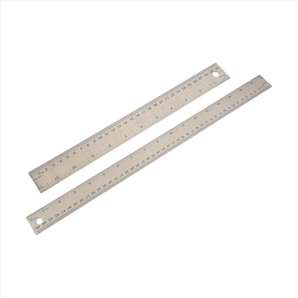 Metal Ruler With Cork Backing:(12+18 Inch) With Inch And Centimeters 4851337017614