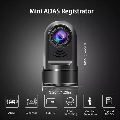 Caméra embarquée ADAS 1080P HD rotative à 360, avec carte 32 Go 1