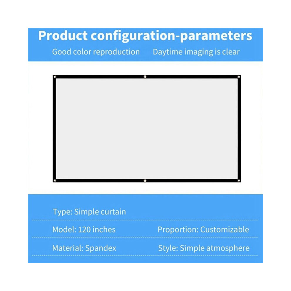 Projector Screen For Home Theater Foldable Anti-Crease (72Inch) White 4851337020003