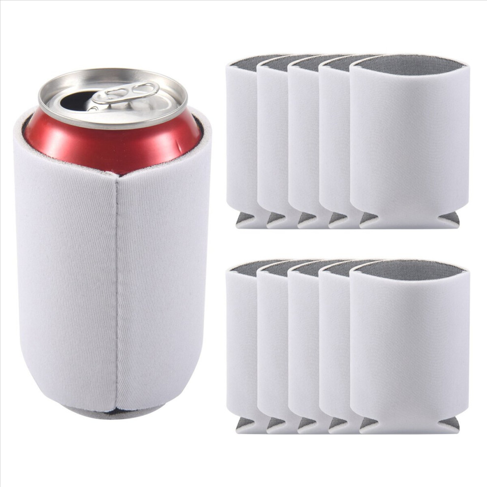 10Pcs Neoprene Beer Can Cooler Drink Cup Bottle Sleeve White 4851337029112