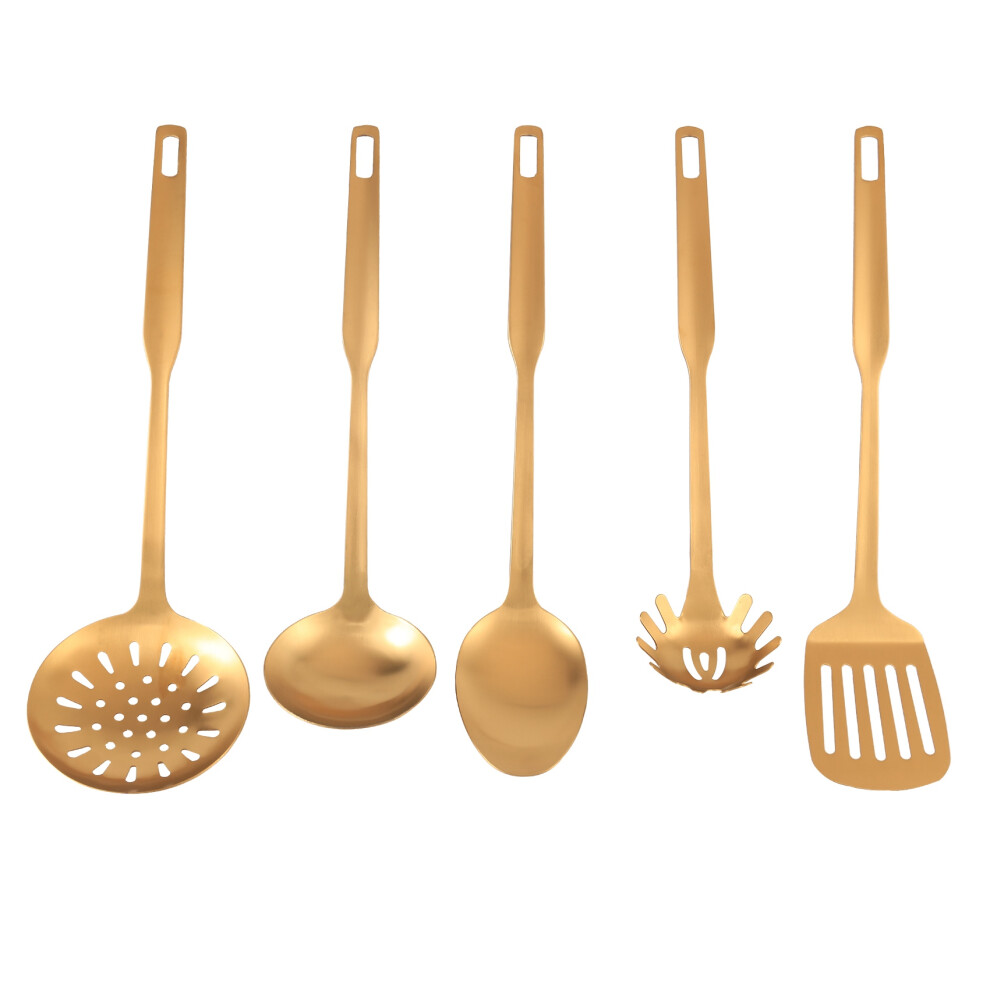 Stainless Steel Kitchen Utensils 5-Piece Cooking Trowel Set, Gold 4851114115274