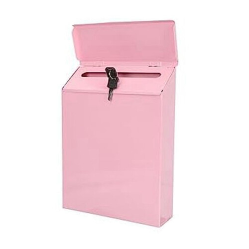 Wall-Mounted Mailbox Lockable Mailbox Wall Collection Box Pink
