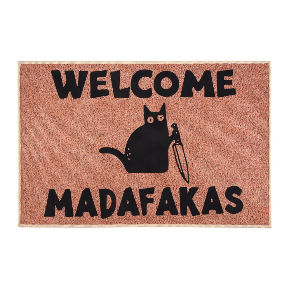Cat Welcome Madafakas Full Print Doormat Fun Doormat Dark 4851337034413