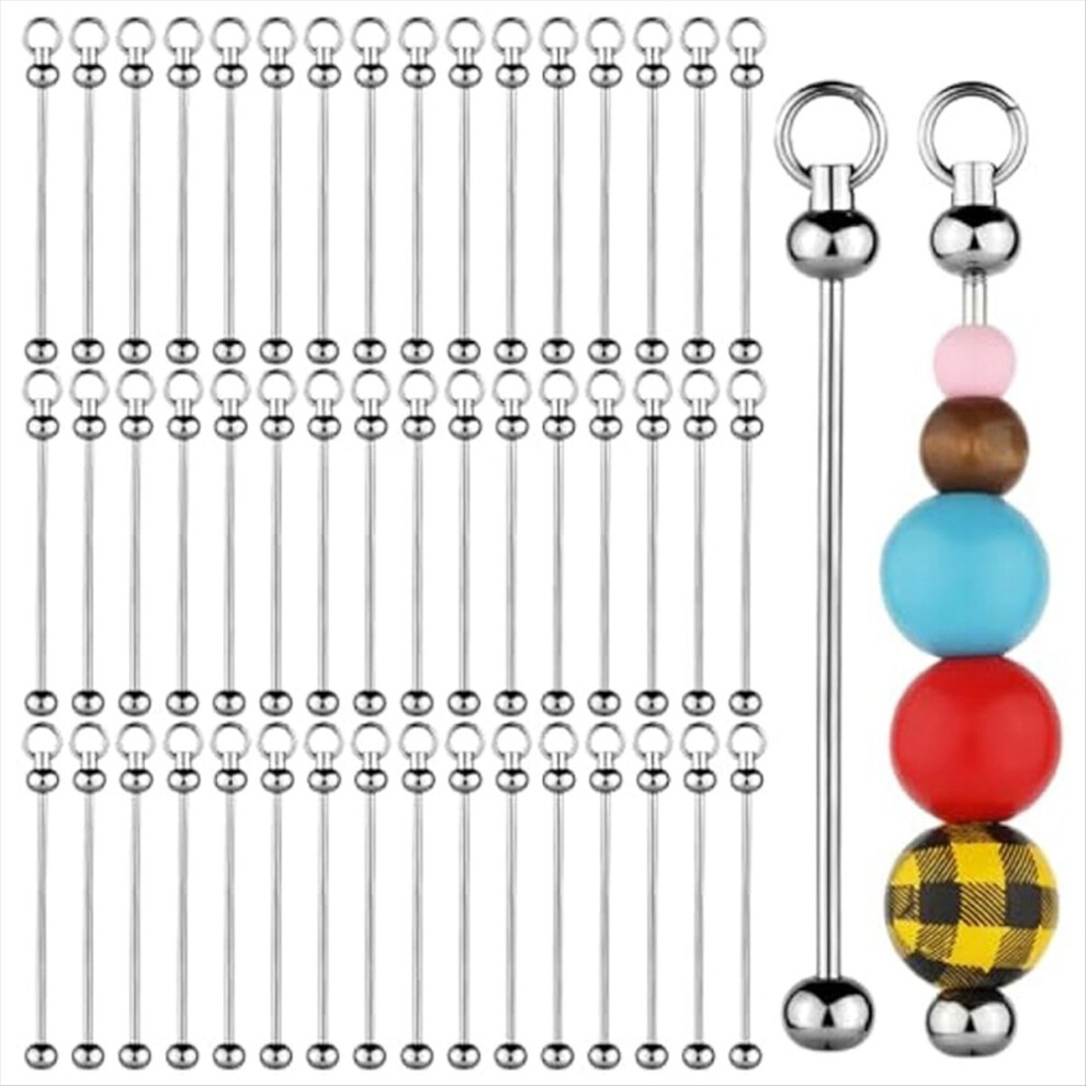 50Pcs Blank Beadable Keychain Bars,Metal Diy Bead Keychain Bar 4851337034260