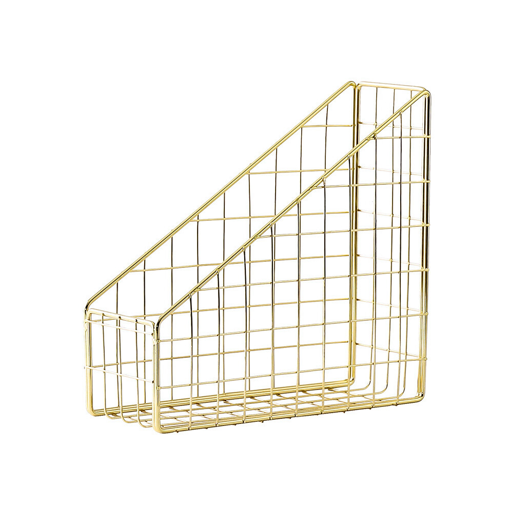Electroplated Iron Desktop Shelf File Magazine Book Stand Gold 4851114115427