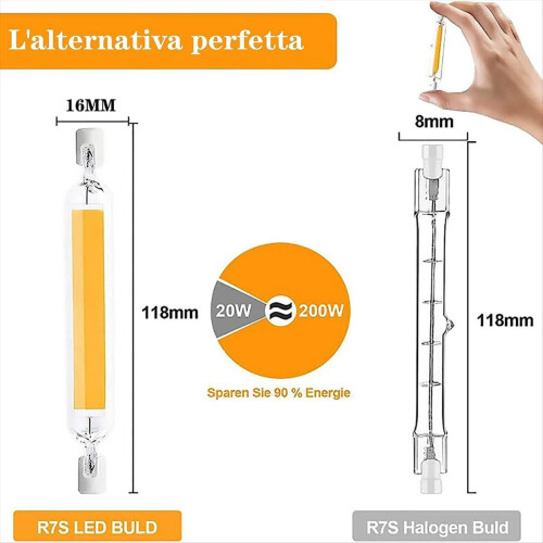 Λαμπτήρες LED R7S 118mm, 20W R7S, αντικατάσταση για λαμπτήρες 200W, 2 τεμάχια 2