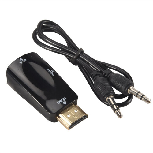Adaptér 1080P samec-VGA samice, 3,5mm audio výstupní kabel, černý 2
