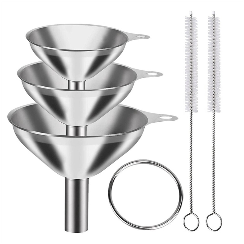Funnels For Filling Bottles 3Pcs Stainless Steel Kitchen Funnel Set 4851114120735