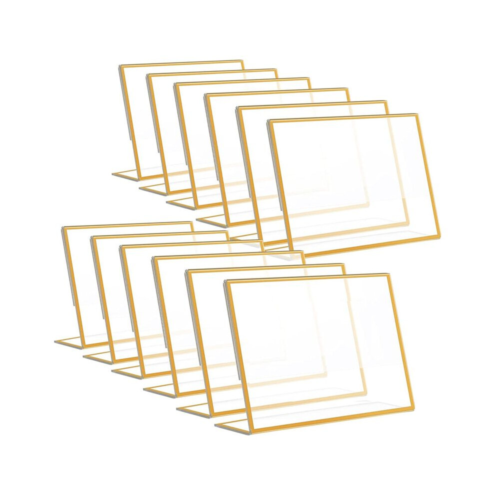 12PCS Gold Frame Acrylic Sign Holder, 4X6Inch Horizontal