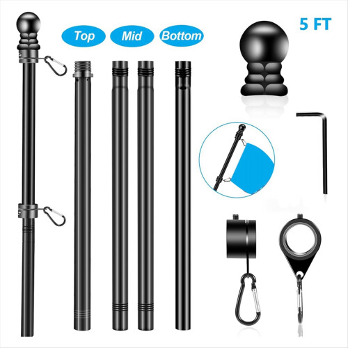 Flag Pole set for House Porch, 5 FT Thickened Wall Mount Flagpole 1