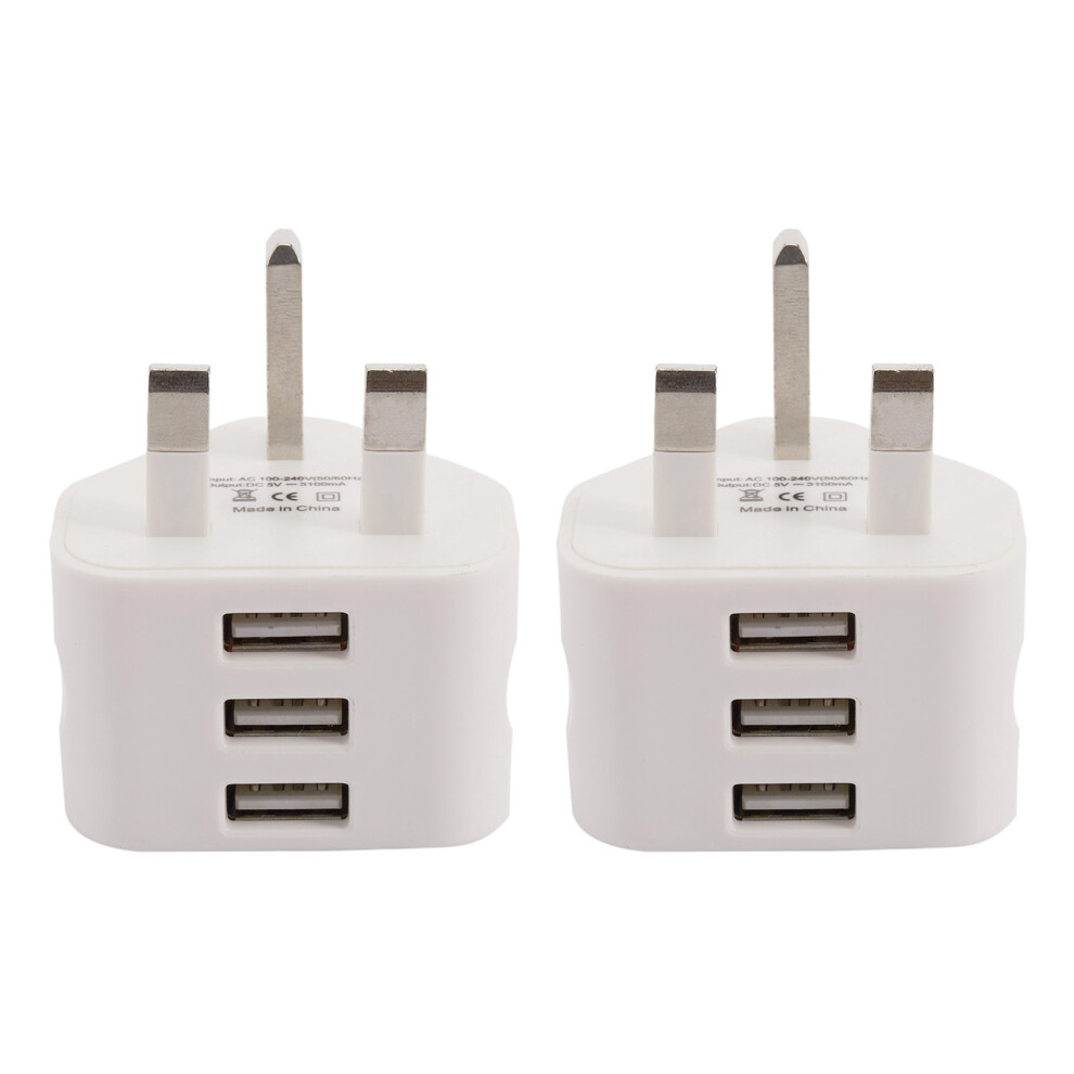 2X Universal Usb Uk Plug 3 Pin Wall Charger Adapter(3 Port) 4851114130291
