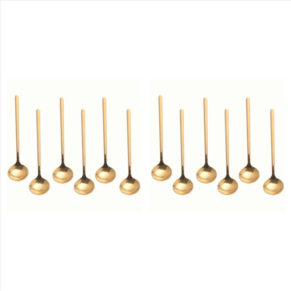 Stainless Steel 6Pcs Espresso Spoons For Sugar Antipasto (Gold) Gold 4851114129332