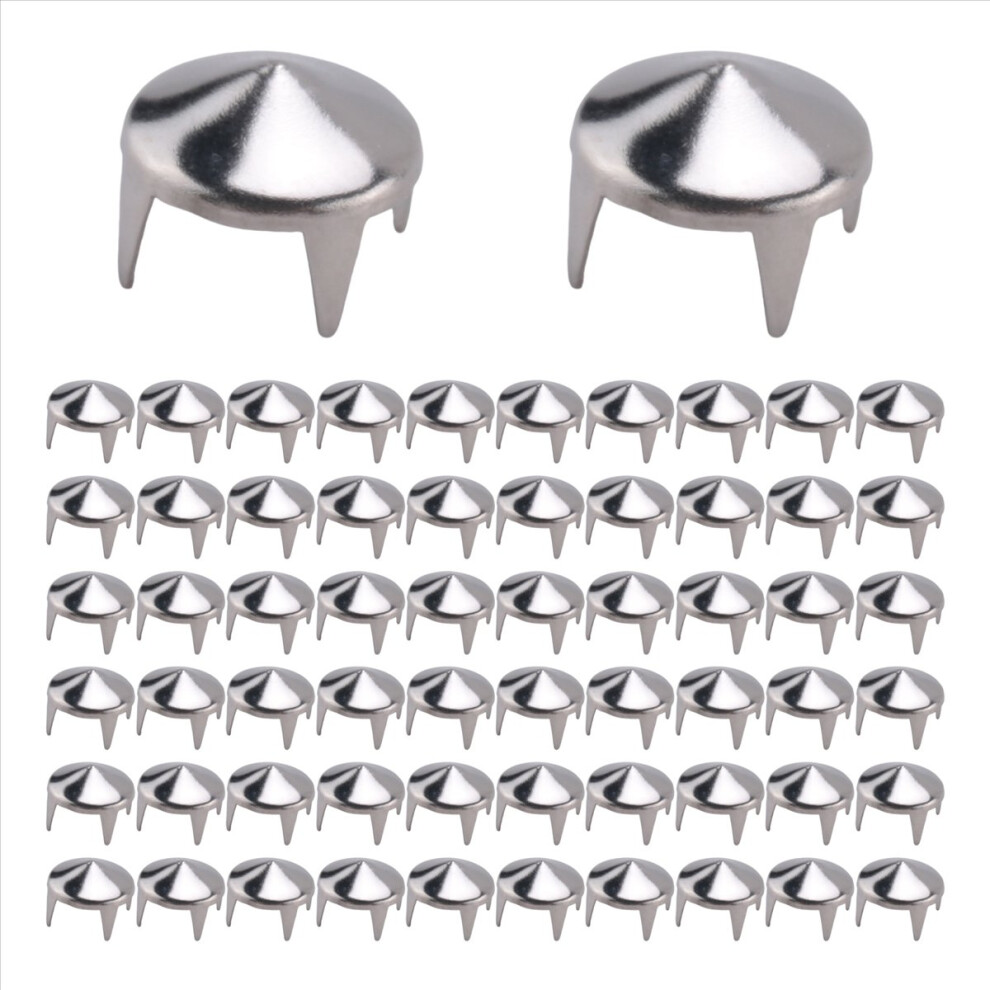 100 Copper Round Cone Rivet Spike Studs Spots Diy Rock Punk 8Mm Silver 4851114132813
