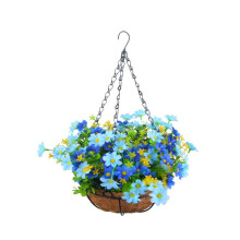 Artificial Hanging Flowers in Basket for Lawn Decor Indoor-Blue