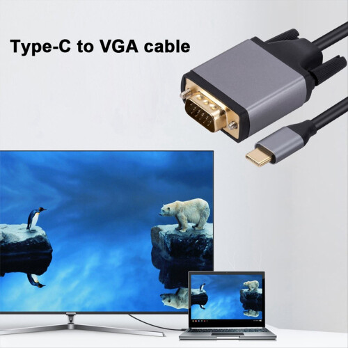 TYPE C til VGA-kabel USB 3.1 til VGA-adapter 10 Gbps HD-skjermkabel 1