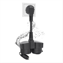Multistikkontakt udendørs, 16 A / 250 V, EU-stik