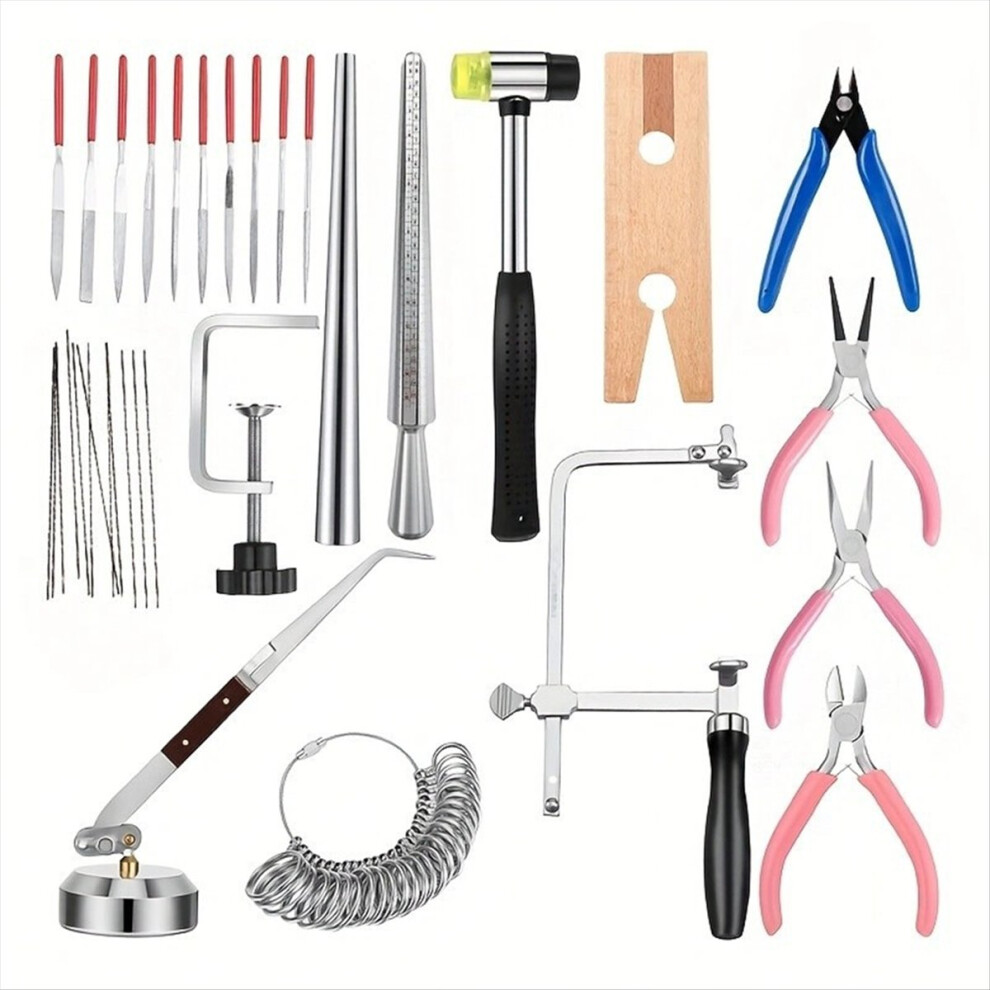 Jewelers Tools Set Wooden Pin Clamp Multipurpose Needle File Mallet 4851114136880