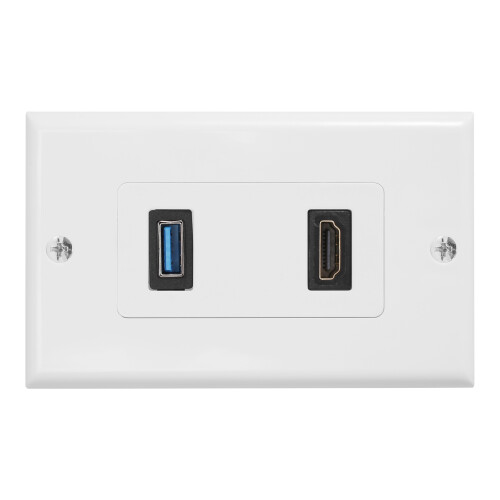 1x 2Port +USB 3.0 θηλυκή πρίζα τοίχου με προέκταση πρίζας 2
