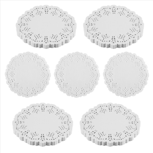 Lace Doilies Paper 100 Pcs,4.5 inch Liners for Cake,Tableware Display 2