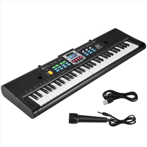 Piano eletrônico de 61 teclas com microfone para crianças iniciantes 1