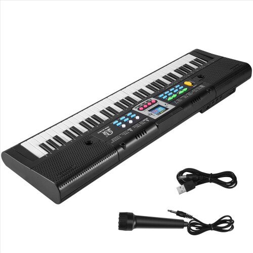 Piano eletrônico de 61 teclas com microfone para crianças iniciantes 2