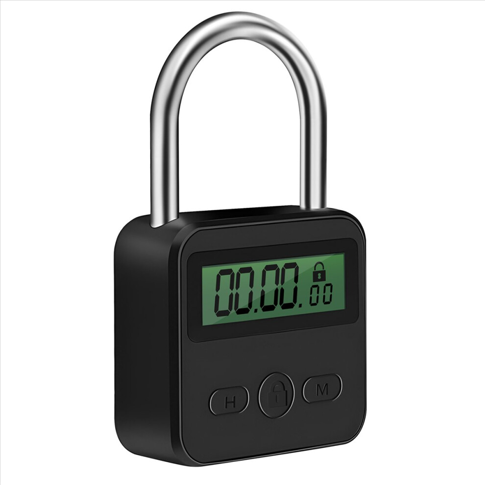 Metal Timer Lock Lcd Time 99 Hours Max Timing Usb Timer Padlock,Black 4851114159865