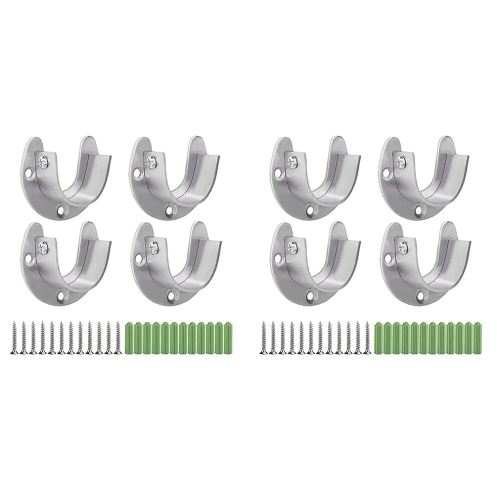 8 Pcs Stainless Steel Hanging Rod Bracket U Shaped Curtain Rod 4851114159629