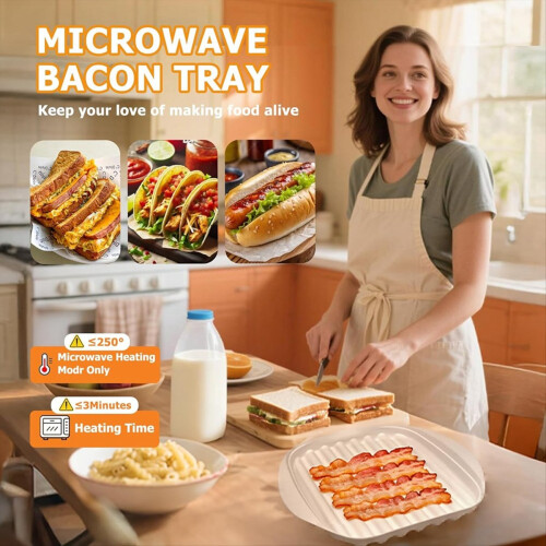 Microwave Bacon Tray with Lid Plastic Bacon Cooker 1