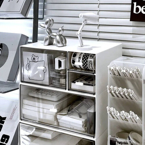 Simple Desktop Organizer Small Transparent Plastic B 2