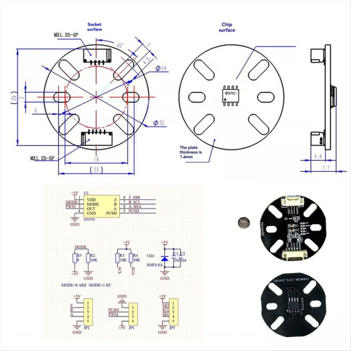 MT6701 Magnetisk encoder 14bit IIC AB1024 til børsteløs motor 1
