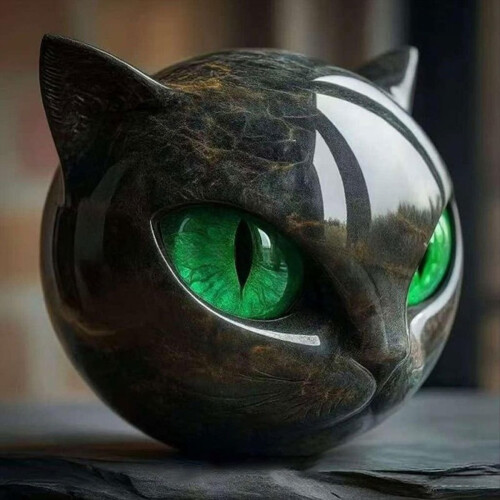 Svart lyxig kattstaty heminredning presentkonst 1