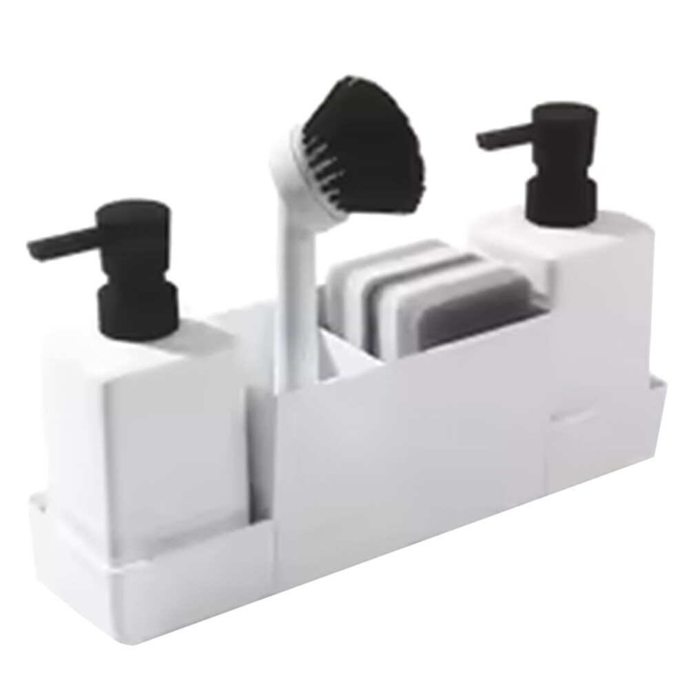 Kitchen Soap Dispenser With Sponge Holder Set Matte White 4851114194286
