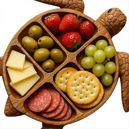 Turtle Charcuterie Platter -Wooden Shaped Fruit Platter Kitchen Decor 2