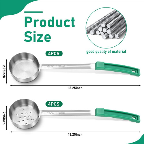 8Pcs Portion Control Spoons Scoops Stainless Steel Ladle 4 Oz 1