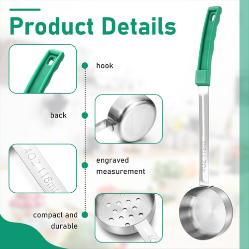 8Pcs Portion Control Spoons Scoops Stainless Steel Ladle 4 Oz 2