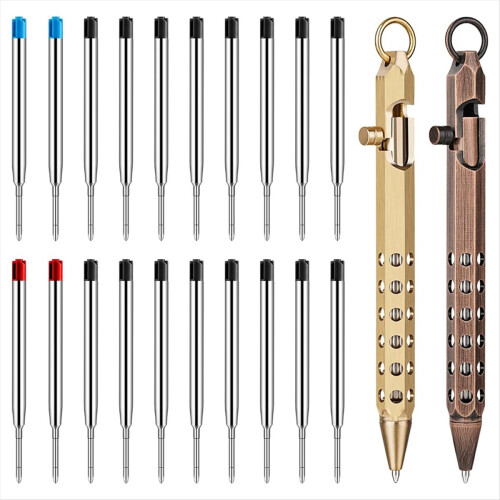 2Pack Bolt Action Pen Set, Hexagonal Solid Brass Pocket Pen B