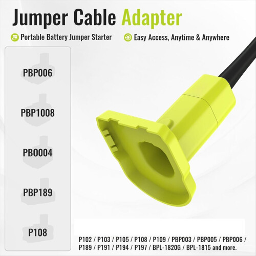Startkableradapter til 18V batteri, 8AWG 5,9FT 1