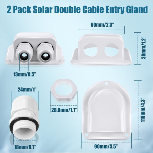 2-pack solkabelgenomföring, vit 1