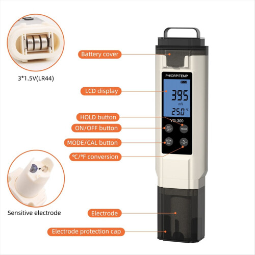 -300 Wassertester PH ORP Temperaturmessgerät 1