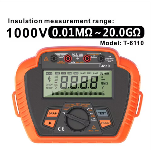 Isolationsmodstandstester 1000V digitalt megohmmeter, maks. 20GΩ 1