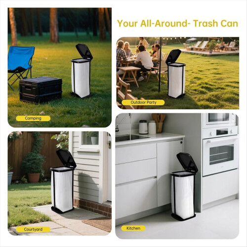 Fold Trash Can - Foldable Indoor/Outdoor 13 Gallon Garbage Bin 1