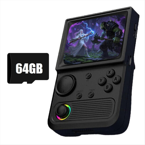 R36T Retro Handheld Game Console 64G 15000 Games Black