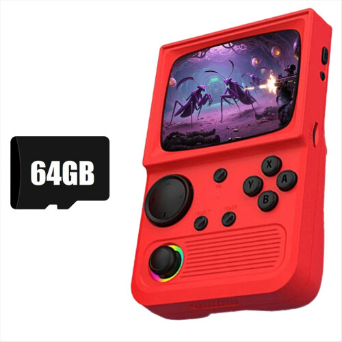 R36T Retro Handheld Game Console 64G 15000 Games Red