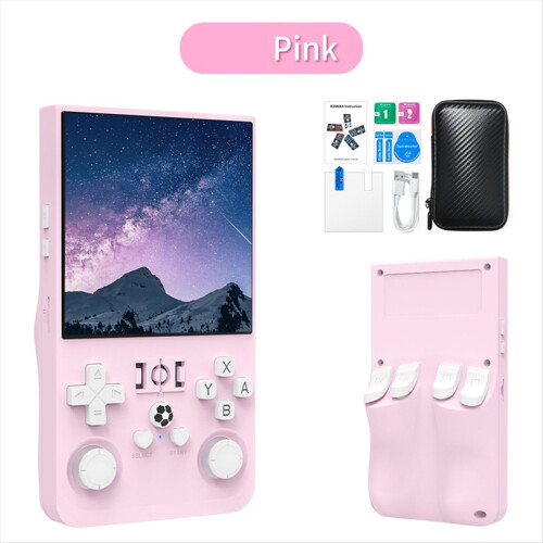 R36MAX Retro Game Console 128GB 4.0 Inch IPS Screen Pink 1