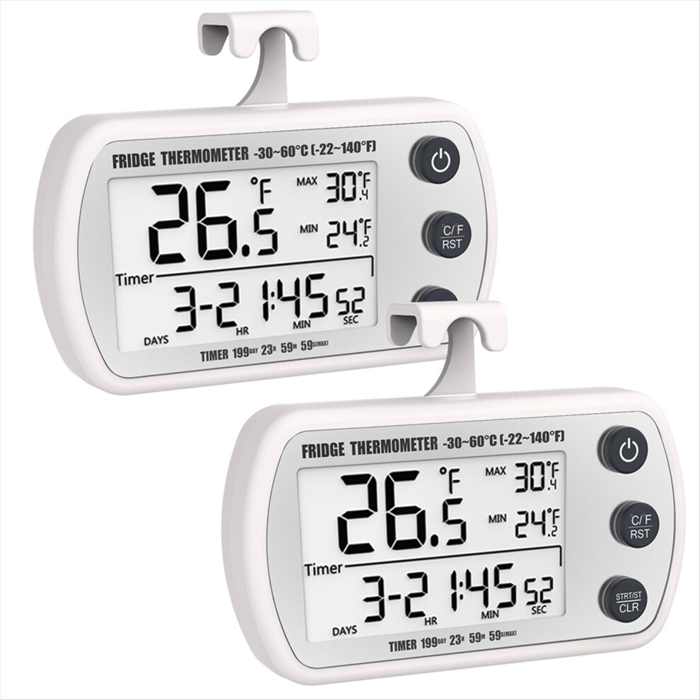 Digital Refrigerator Thermometer 2 Pack, Fridge Thermometer, White 4851114112402