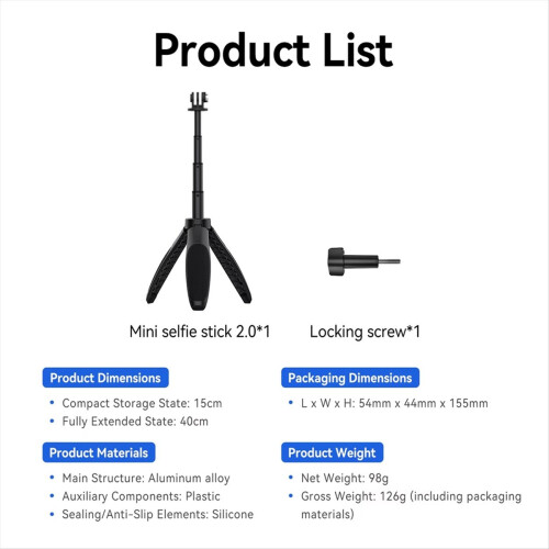 Foldable Selfie Stick Tripod Adjustable Length for Gopro13 1