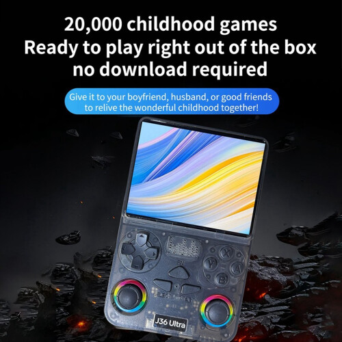 J36 Ultra Handheld Retro Game Console 64G 20000 Games B 2