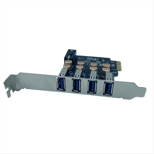 Κάρτα επέκτασης PCIe Express 4 θυρών USB-A 4 ακίδων PCIe σε 4 θύρες, τροφοδοσία 5Gbps 2
