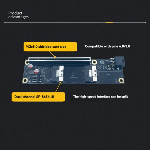 Κάρτα προσαρμογέα PCI-E 4.0 X16 2 θυρών σε SlimSAS SFF-8654 2