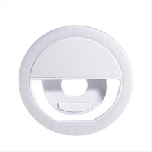 Anillo de luz LED para selfies con brillo ajustable de 3 niveles, blanco